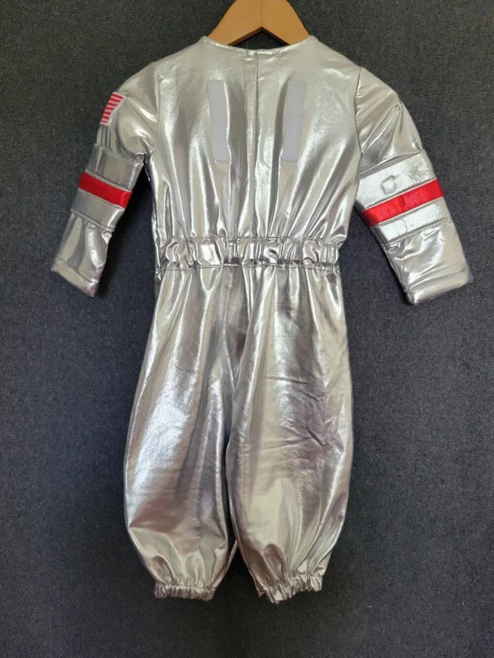 Pottery Barn Kids Astronaut Costume Jumpsuit Silver Metallic Blue Belt 12-24M